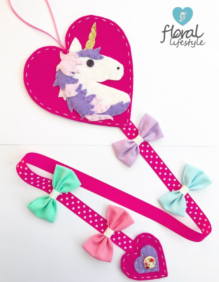 Deluxe unicorn hair bow holder - Pastel on hot pink – Floral Lifestyle