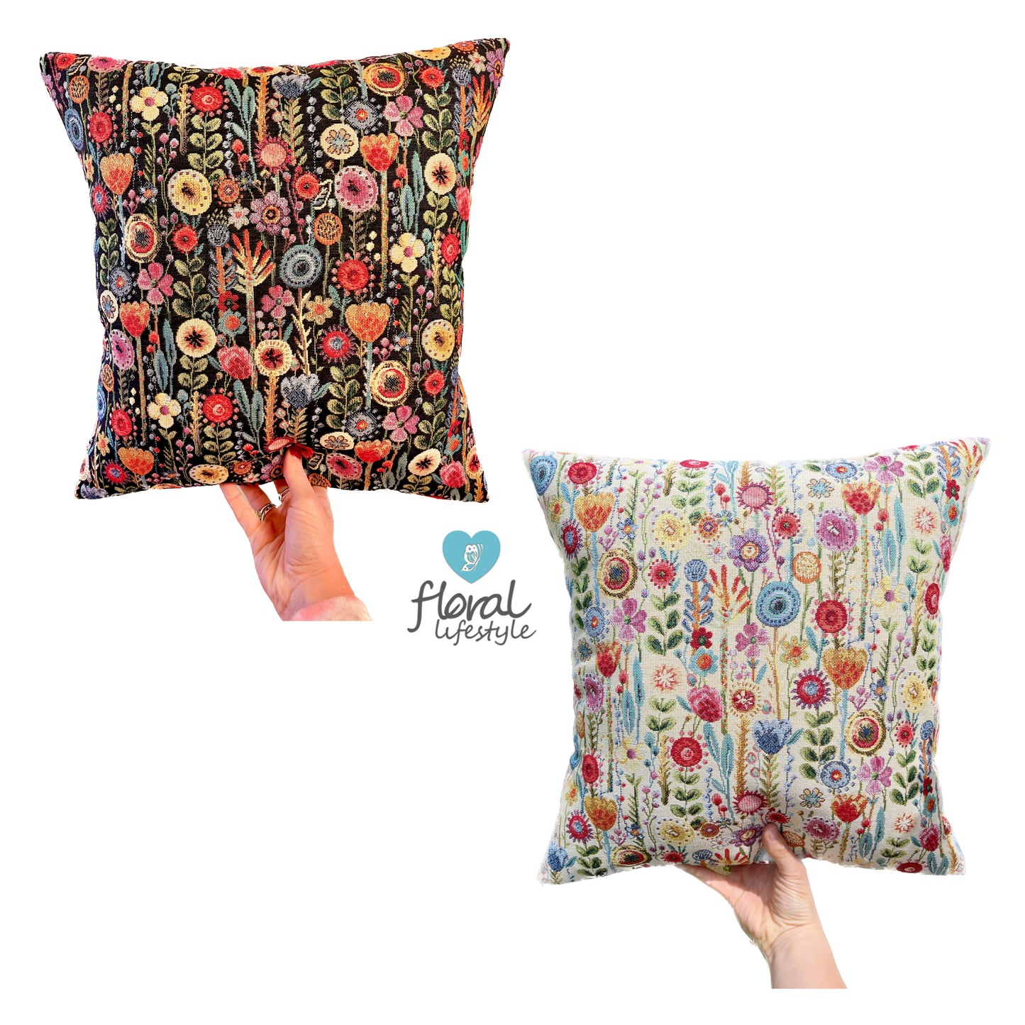 Light Floral Tapestry Style Cushion