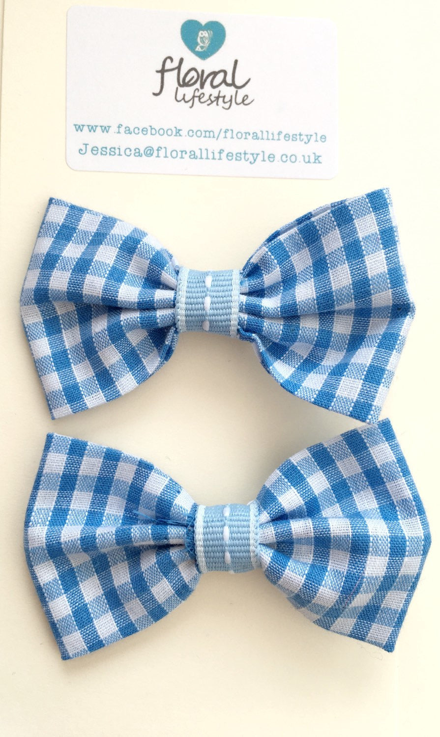 Small Hair Bows | Gingham - School Summer Uniform - Matching Pair