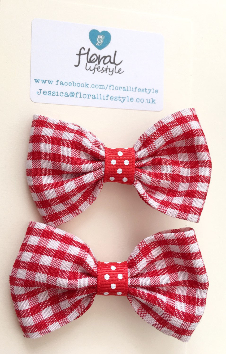 Small Hair Bows | Gingham - School Summer Uniform - Matching Pair