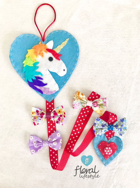 Deluxe unicorn hair bow holder - Rainbow