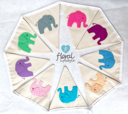 Elephant Bunting - Pastel Colours